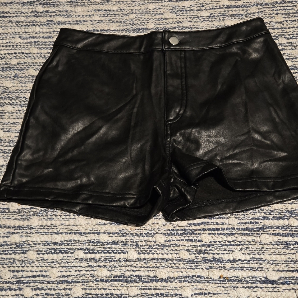 Forever 21 Black High Waist Faux Leather Shorts